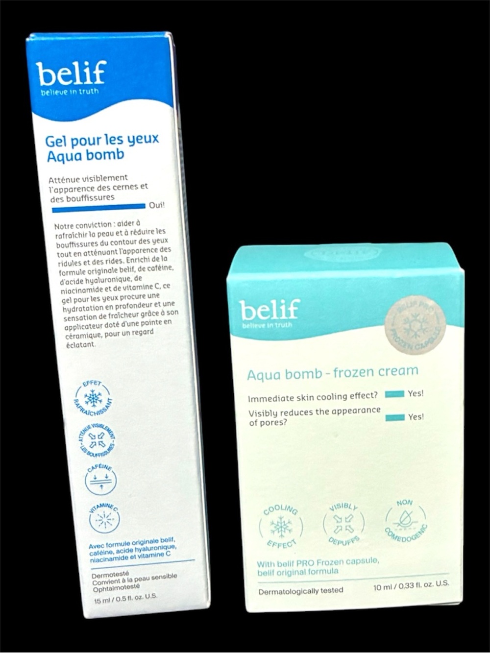NEW belif Aqua Bomb Eye Gel 15ml + Frozen Cream 10ml Bundle
